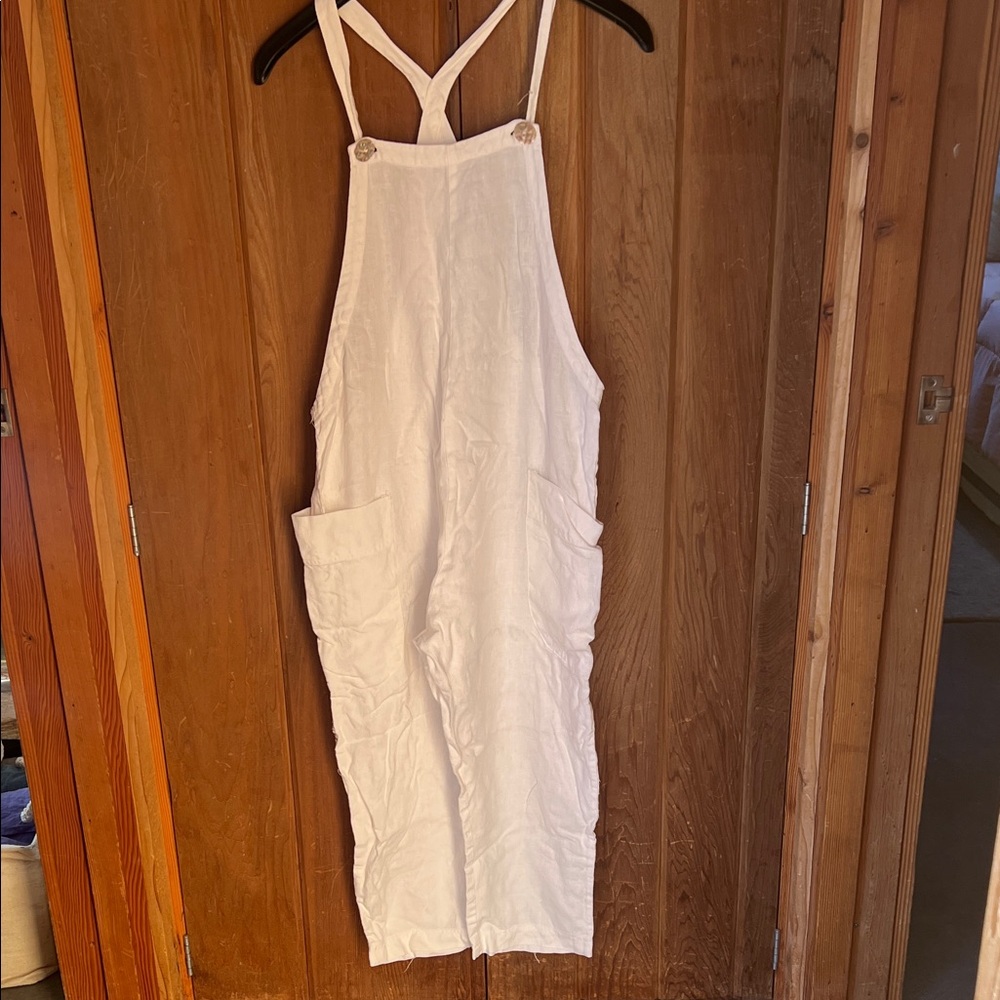 Kids White One-Piece Overalls Romper